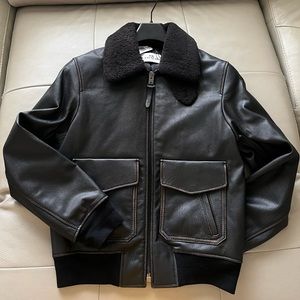 NWT COACH #F33819 Men's Aviator Leather Coat/Jacket $1,100 Black XS（170/92A）